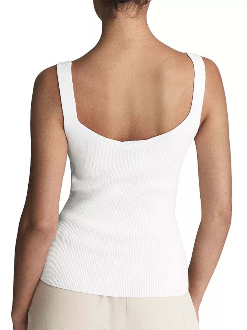 REISS Daisy Sweetheart Neck Tank Top Ribbed Sleeveless Stretch White Size Small - Picture 14 of 15